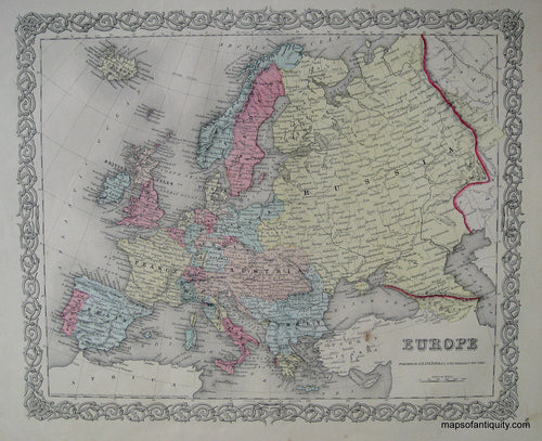 Antique-Map-Colton's-Europe