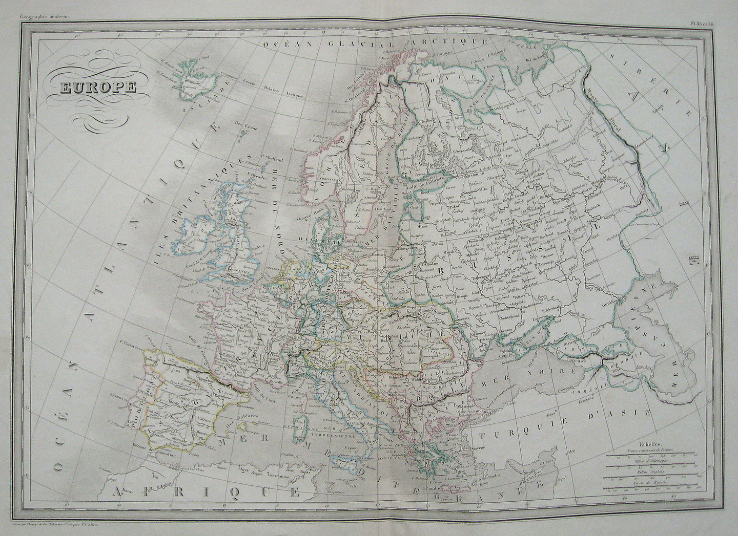 Antique-Hand-Colored-Map-Europe-en-1840-carte-generale.-(Carte-de-grandeur-double.)-Europe--1842-Malte-Brun-Maps-Of-Antiquity