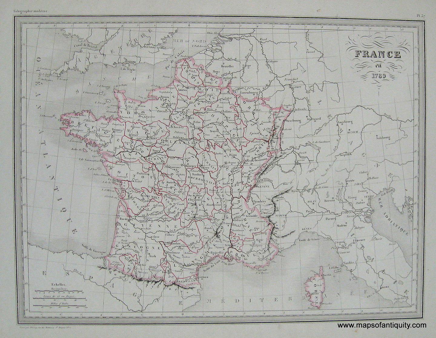 1842 - France en 1789. - Antique Map