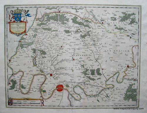 Antique-Hand-Colored-Map-Ager-Parisiensis-Vulgo-L'Isle-de-France**********-France--1645-Blaeu-Maps-Of-Antiquity