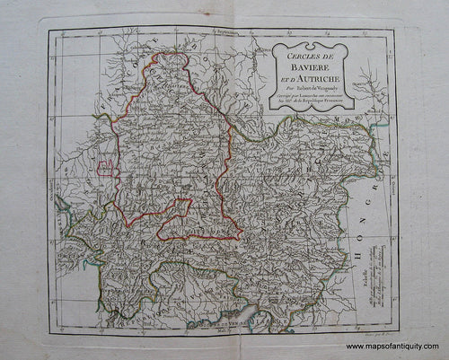 Engraved-Antique-Map-Cercles-de-Baviere-et-d'Autriche-Austria--1760-Robert-de-Vaugondy-Maps-Of-Antiquity