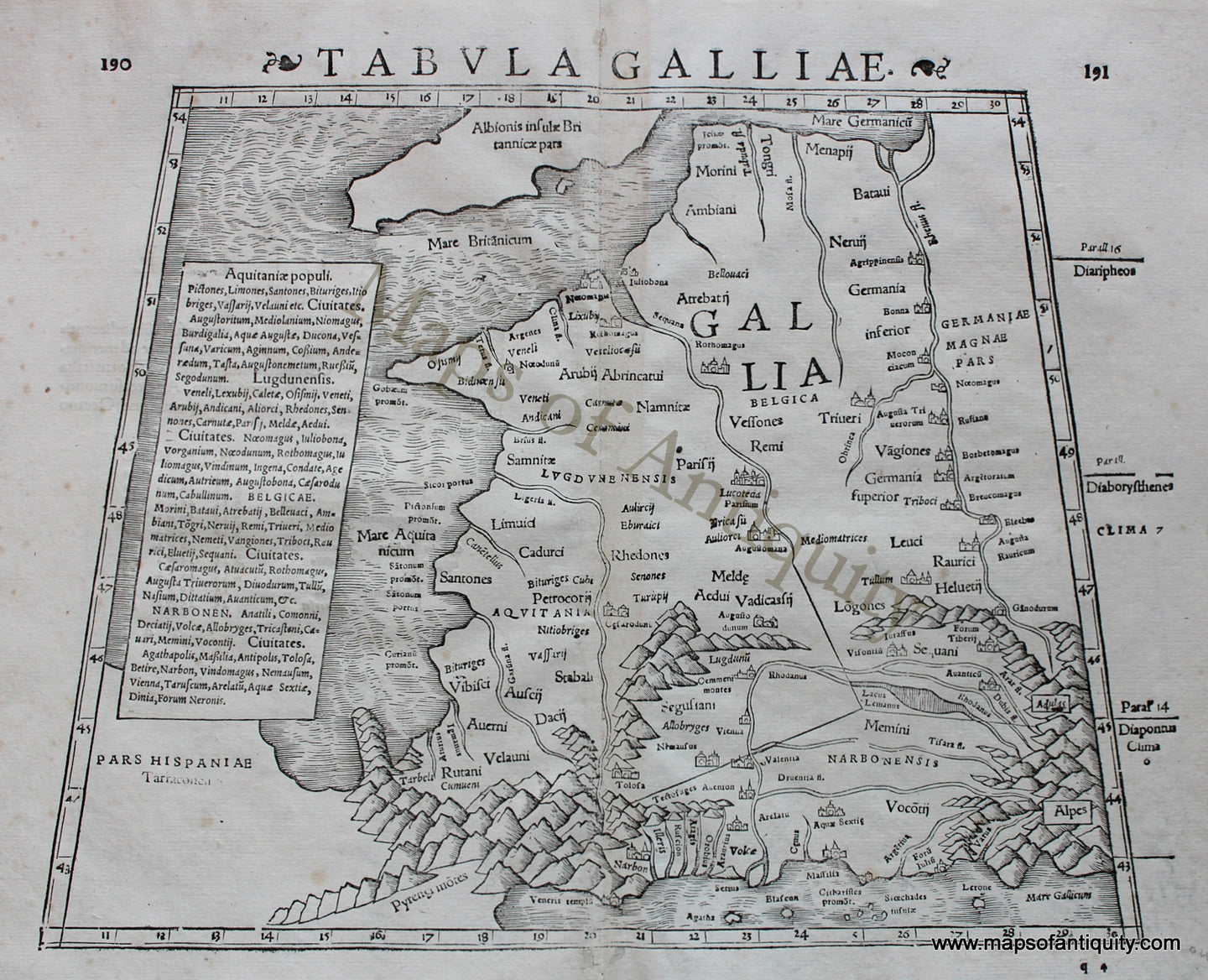 Antique-Black-and-White-Engraved-Map-Tabula-Galliae-France-Europe-France-1542-Munster-Maps-Of-Antiquity