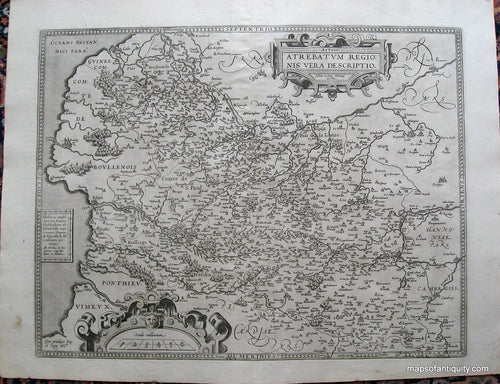 Antique-Black-and-White-Engraved-Map-Artois-Atrebatum-Regionis-Artois-France-France--1579-Ortelius-Maps-Of-Antiquity