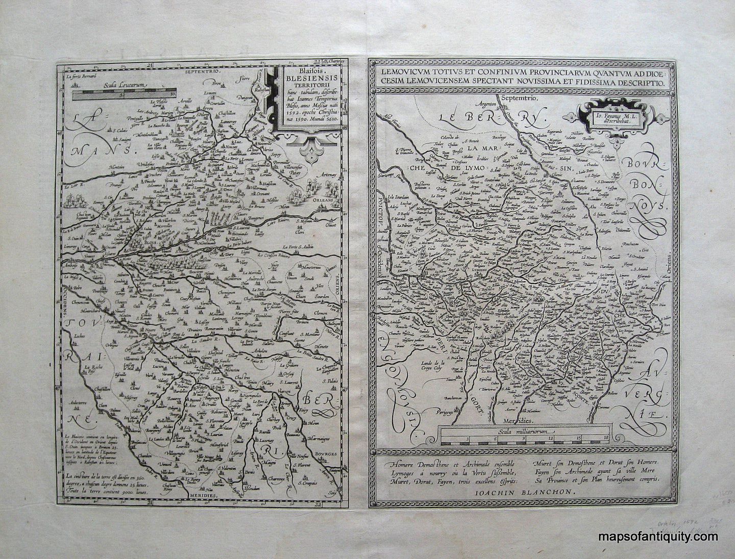 Antique-Black-and-White-Engraved-Map-Blaisois.-Blesiensis-Territorii-Lemouicum-France-Regions-France--1592-Ortelius-Maps-Of-Antiquity