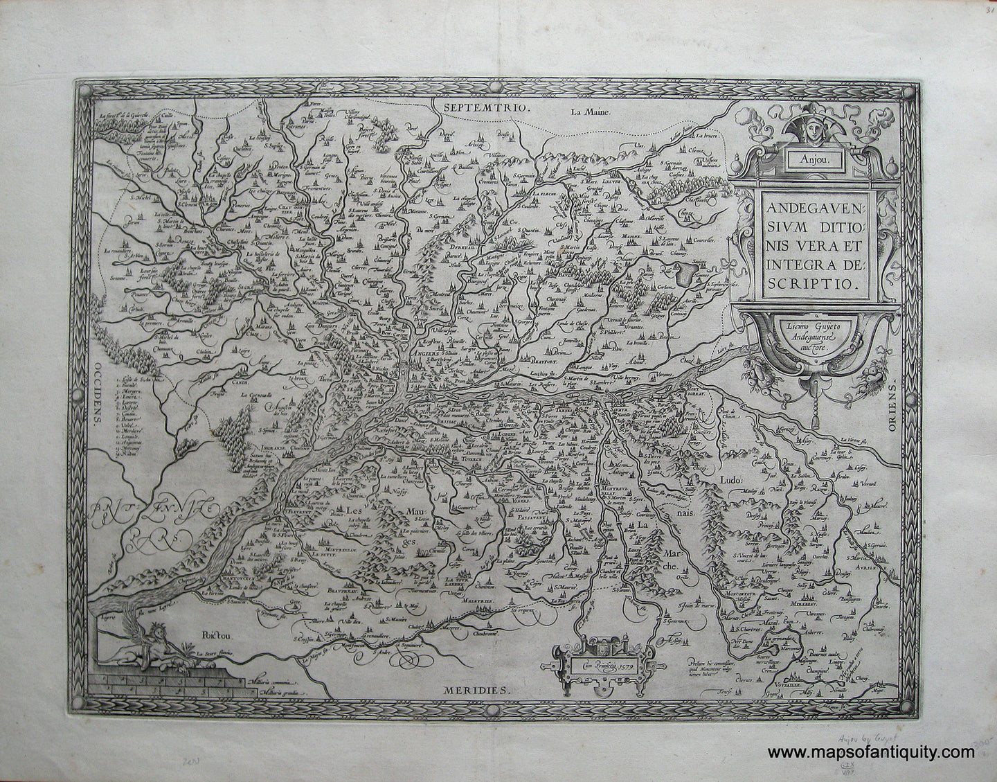 Antique-Black-and-White-Engraved-Map-Anjou.-Andegaven-Sium-DitionisÃ¢â‚¬Â¦France-France--1579-Ortelius-Maps-Of-Antiquity