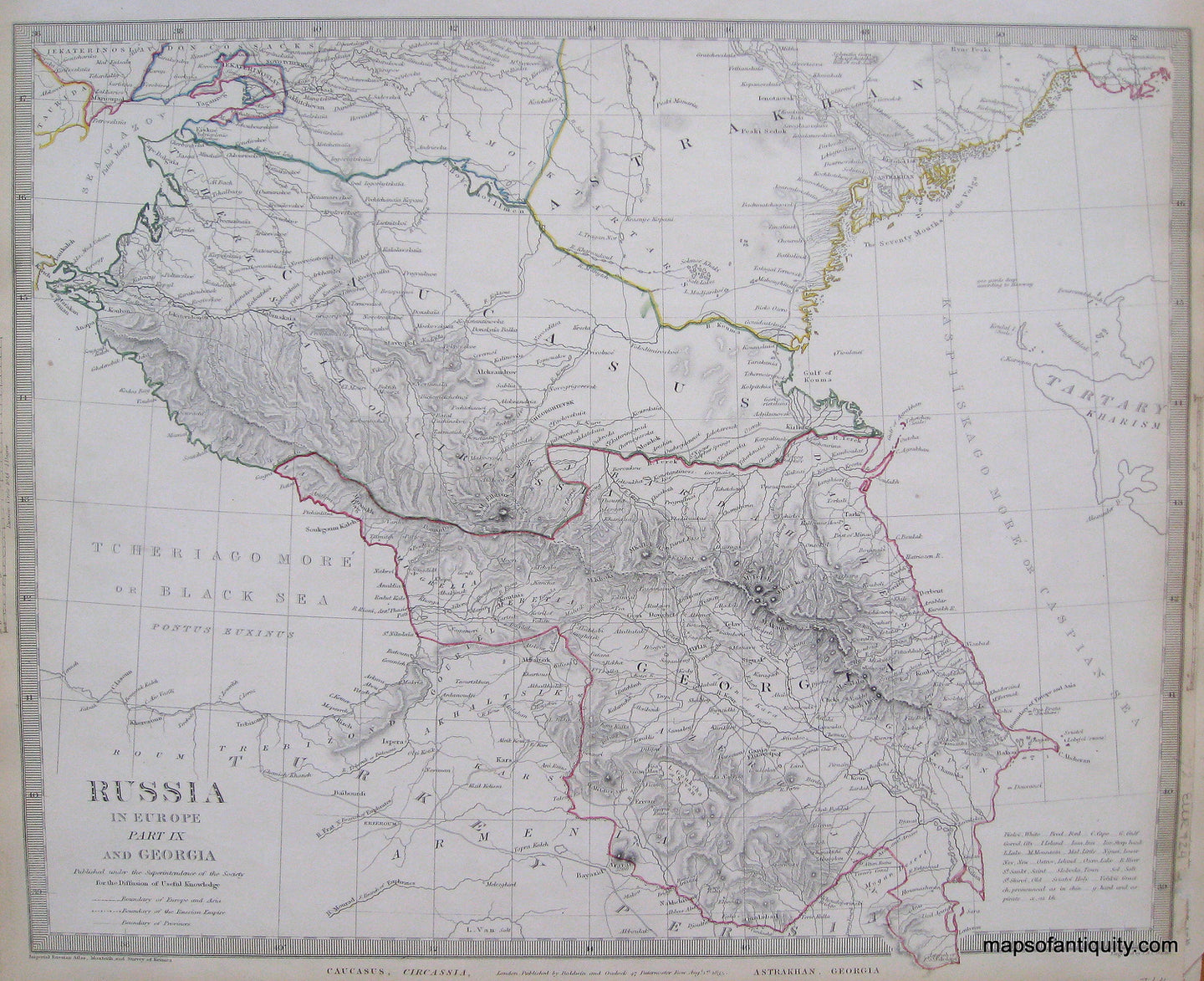 Antique-Hand-Colored-Map-Russia-in-Europe-Part-IX-and-Georgia-Russia-in-Europe--1835-SDUK/Society-for-the-Diffusion-of-Useful-Knowledge-Maps-Of-Antiquity