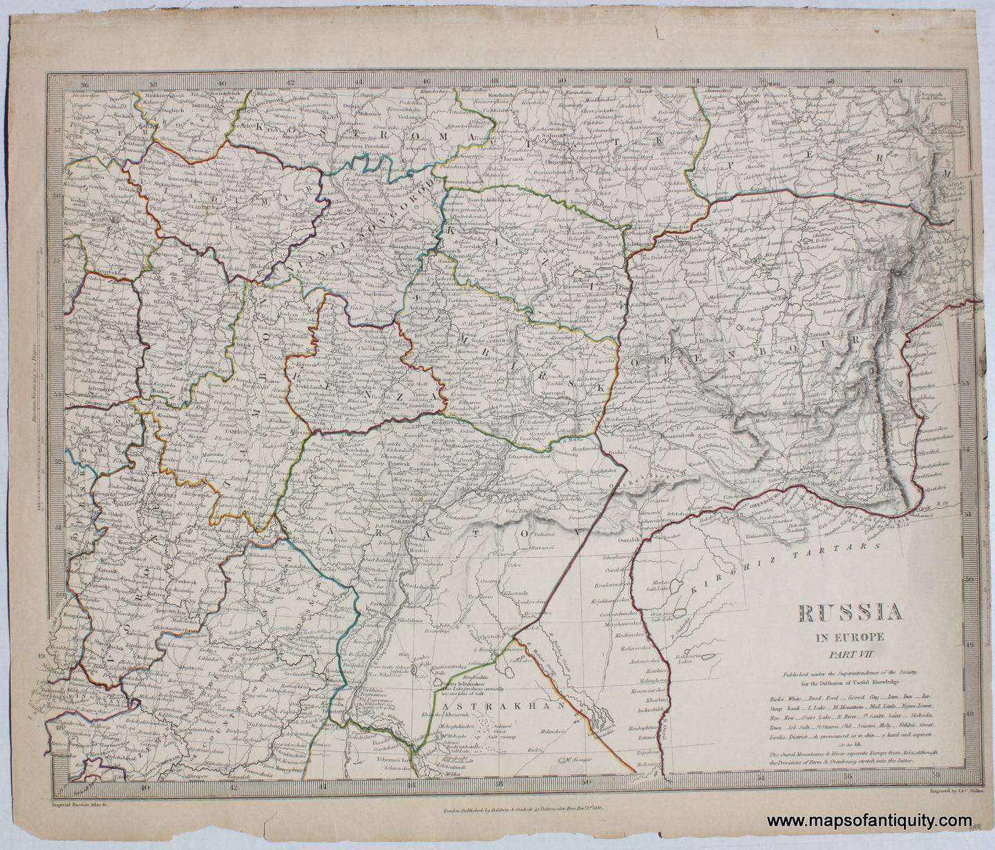 Antique-Hand-Colored-Map-Russia-in-Europe-Part-VII.-Russia-in-Europe--1835-SDUK/Society-for-the-Diffusion-of-Useful-Knowledge-Maps-Of-Antiquity