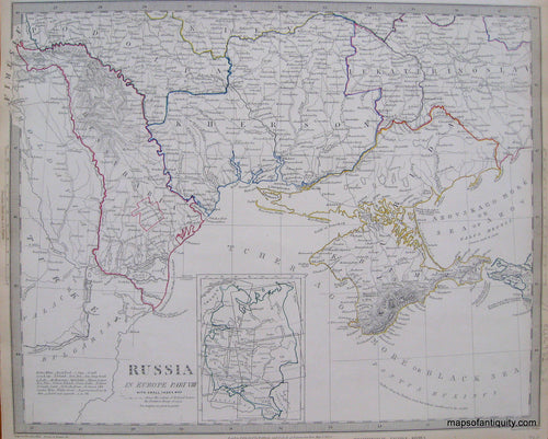 Antique-Hand-Colored-Map-Russia-in-Europe-Part-VIII-with-small-index-map--Russia-in-Europe--1835-SDUK/Society-for-the-Diffusion-of-Useful-Knowledge-Maps-Of-Antiquity
