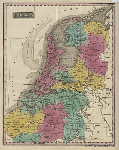 Hand-Colored-Engraved-Antique-Map-Holland-Europe-Holland-1830-Key-Maps-Of-Antiquity