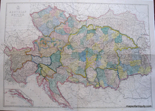 Antique-Hand-Colored-Map-The-Austrian-Empire.-In-Four-Sheets.********-Europe-Austria-1860-John-Dower-Maps-Of-Antiquity