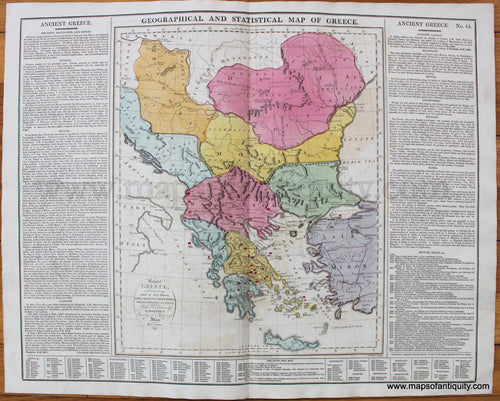 Antique-Hand-Colored-Map-Geographical-and-Statistical-Map-of-[Ancient]-Greece-No.-14--Greece--1821-Lavoisne-Maps-Of-Antiquity