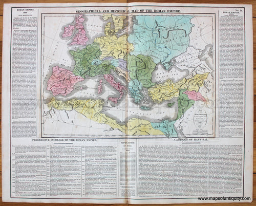 Antique-Hand-Colored-Map-Geographical-and-Historical-Map-of-the-Roman-Empire-No.-18-Other--1817-Lavoisne-Maps-Of-Antiquity