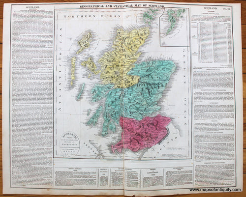 Antique-Hand-Colored-Map-Geographical-and-Statistical-Map-of-Scotland.-No.-33.--Europe-Scotland-1821-Lavoisne-Maps-Of-Antiquity