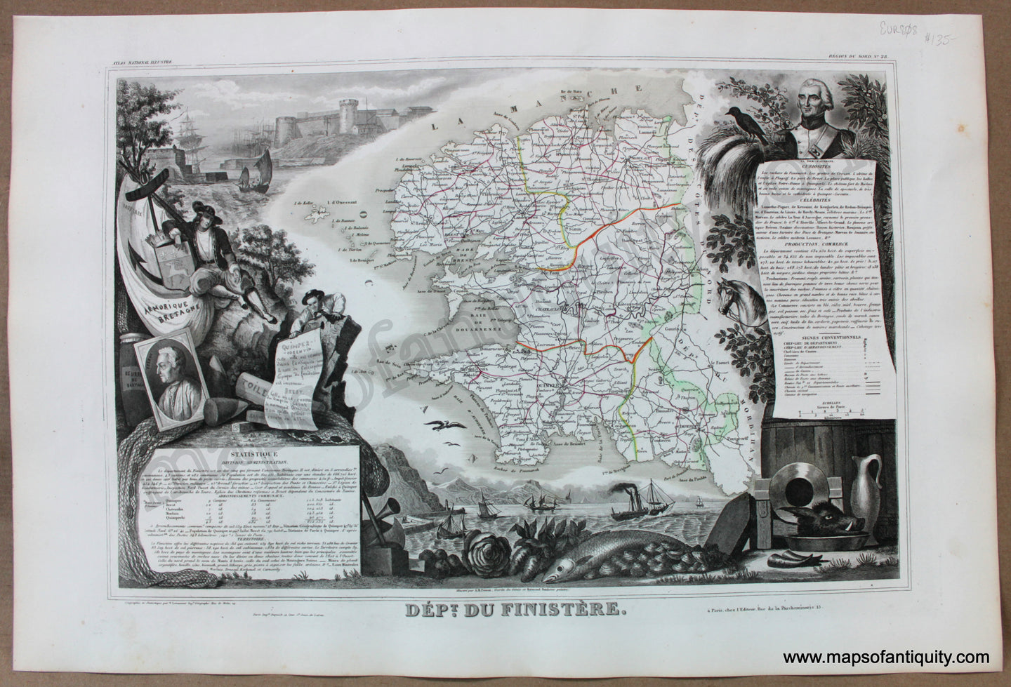 Antique-Map-France-French-Department-