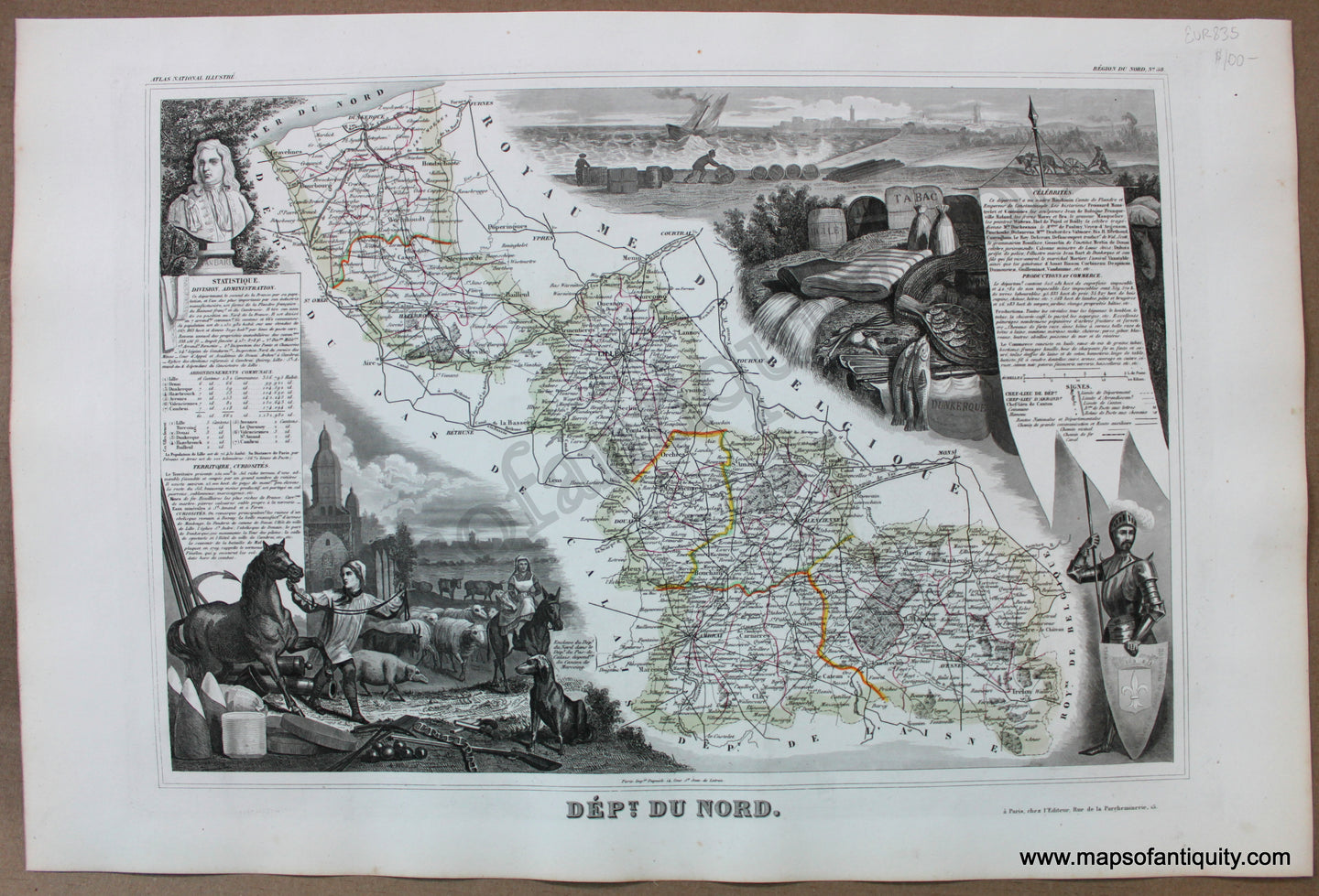 Antique-Map-France-French-Department-Dept.-du-Nord