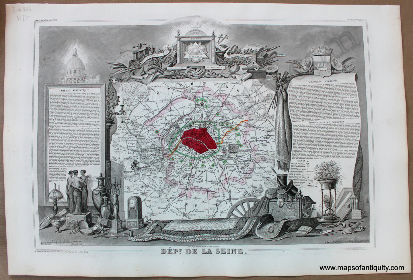Antique-Map-France-French-Department-Dept.-de-la-Seine