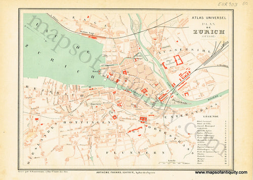 Antiue-Map-City-Plan-de-Zurich