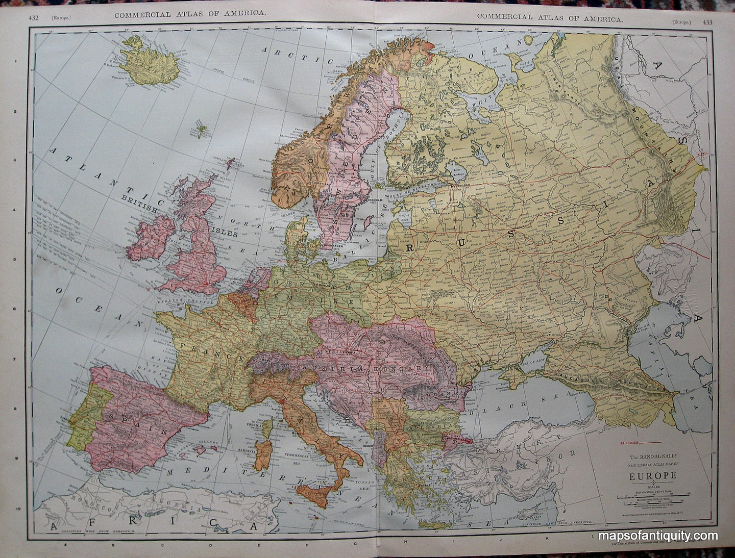 Antique-Map-Printed-Color-Europe-******-Europe-Europe-General-1916-Rand-McNally-Maps-Of-Antiquity