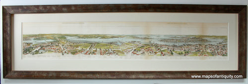 Framed-Hand-Colored-Reproduction-City-View-Panoramic-View-of-Boston-and-Vicinity-from-the-Bunker-Hill-Monument-Framed-Hand-Colored-Reproduction-Holiday-Gift-Reproductions-Reproduction-Hand-Colored--Maps-Of-Antiquity
