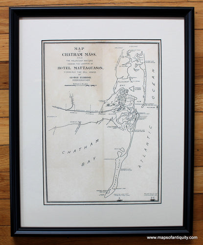 Framed-Reproduction-Framed-Black-and-White-Map-Print-of-Chatham-Mass---Reproduction-Gift--Reproduction-Framed--Maps-Of-Antiquity