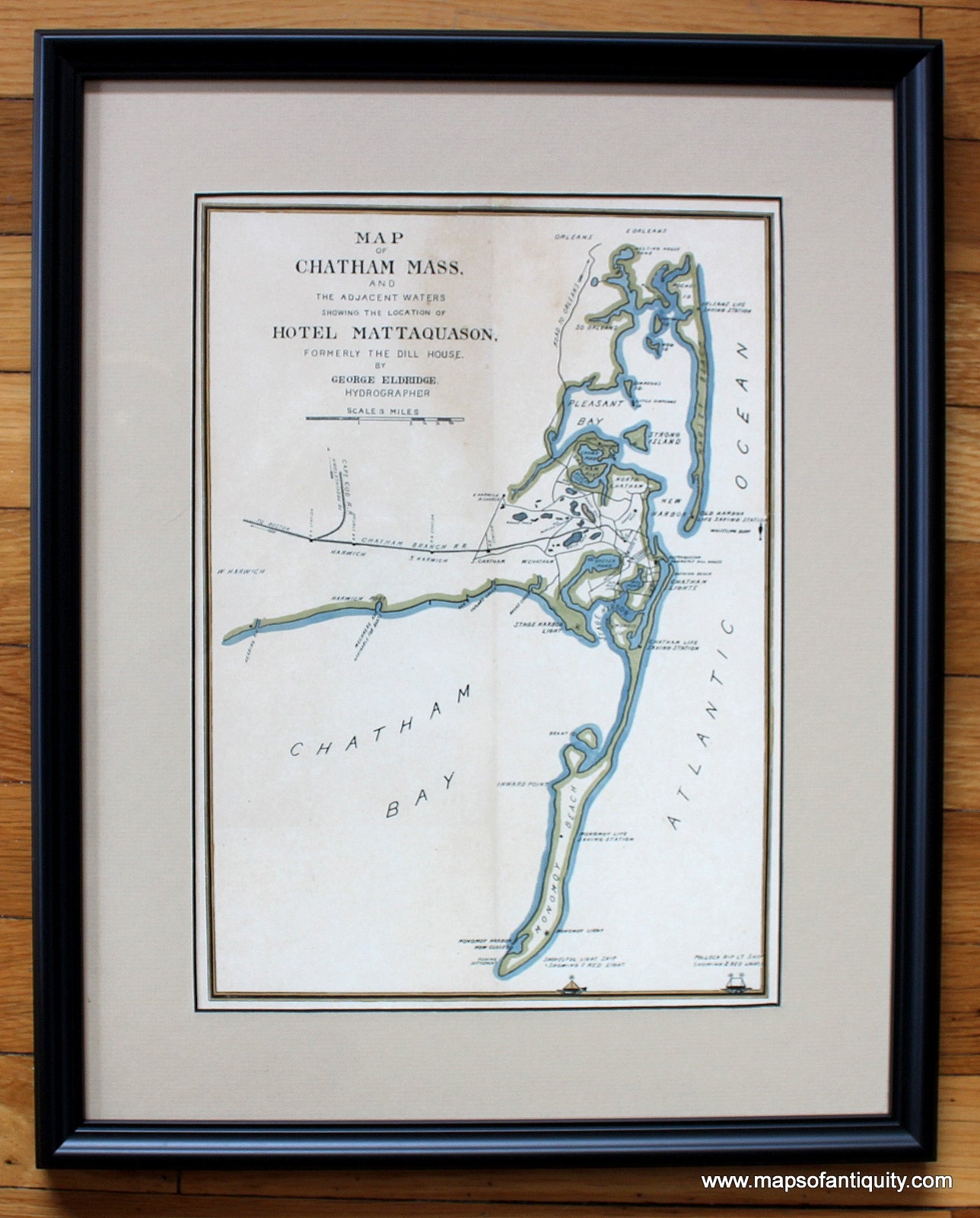 Framed-Hand-Colored-Print-of-Chatham-Mass