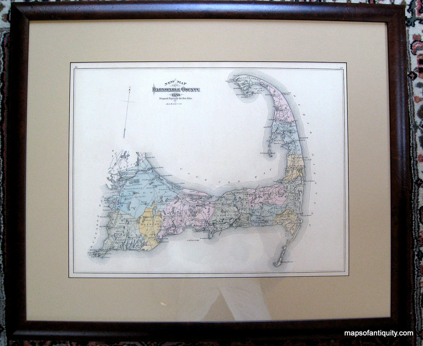 Framed-Reproduction-Framed-Reproduction-New-Map-of-Barnstable-County-1880-Framed-Reproduction-Cape-Cod-and-Islands-Reproduction-Framed--Maps-Of-Antiquity
