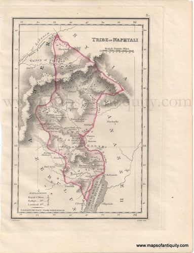 Genuine-Antique-Map-Tribe-of-Naphtali,-on-an-extended-scale-1823-J.-Wyld-Maps-Of-Antiquity