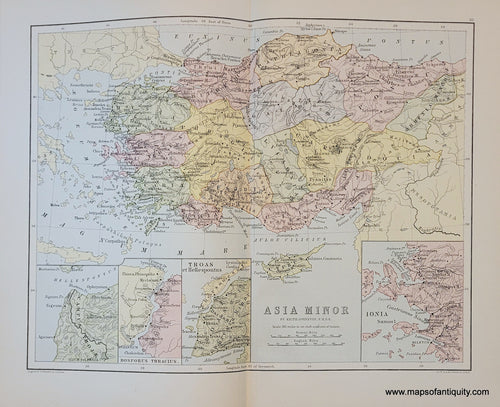 Genuine-Antique-Map-Asia-Minor-Turkey-1910-Johnston-Maps-Of-Antiquity