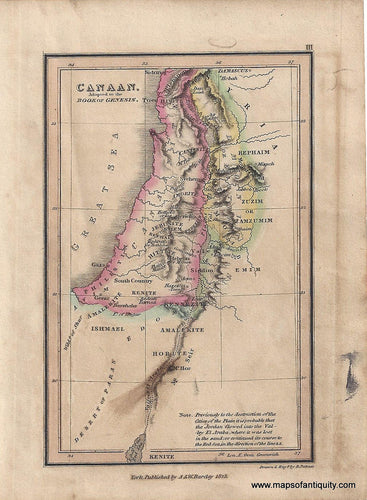Genuine-Antique-Map-Canaan-Adapted-to-the-Book-of-Genesis-1823-Palmer-Maps-Of-Antiquity