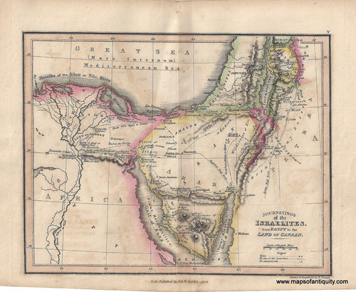 Genuine-Antique-Map-Journeyings-of-the-Israelites-from-Egypt-to-the-Land-of-Canaan--1823-Palmer-Maps-Of-Antiquity