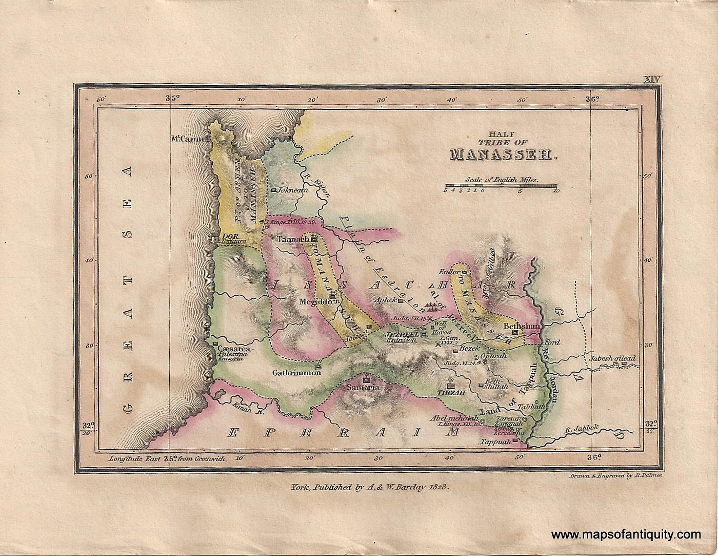 Genuine-Antique-Map-Half-Tribe-of-Manasseh--1823-Palmer-Maps-Of-Antiquity