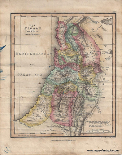 Genuine-Antique-Map-Map-of-Canaan-or-the-Holy-Land-for-General-Purposes-1823-Palmer-Maps-Of-Antiquity