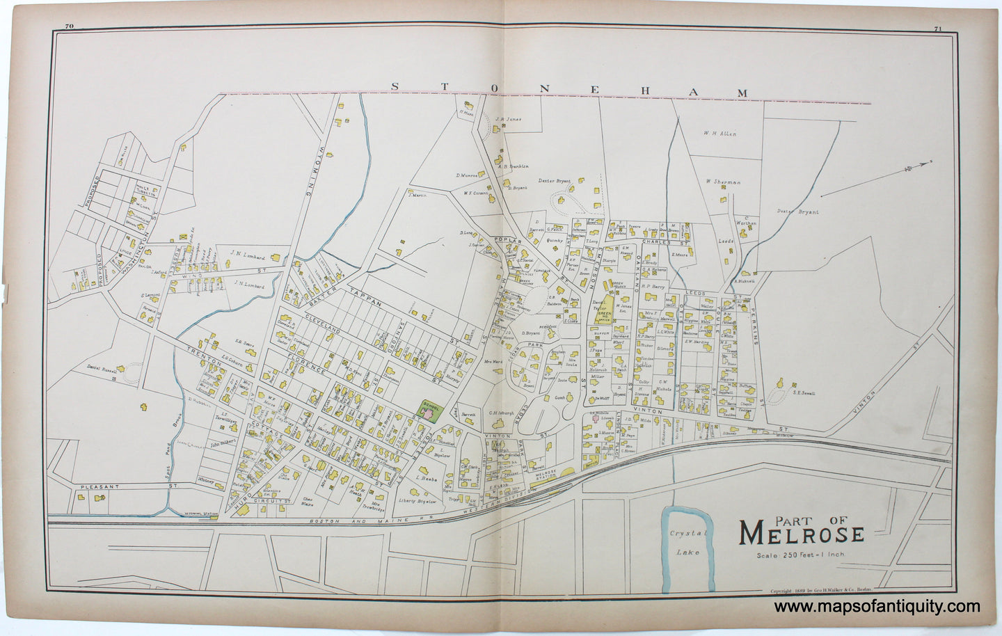 1889 - Part of Melrose - Antique Map