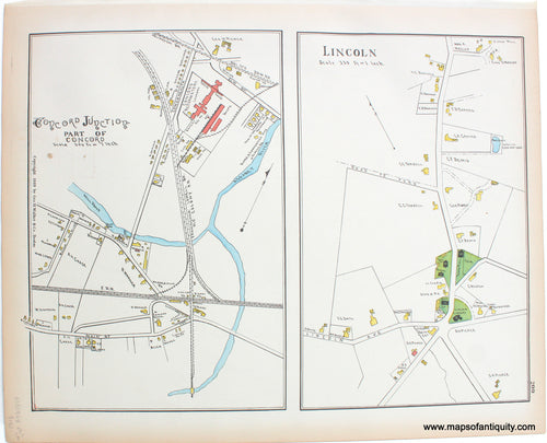 1889 - Lincoln/Concord Jct. (MA)  - Antique Map