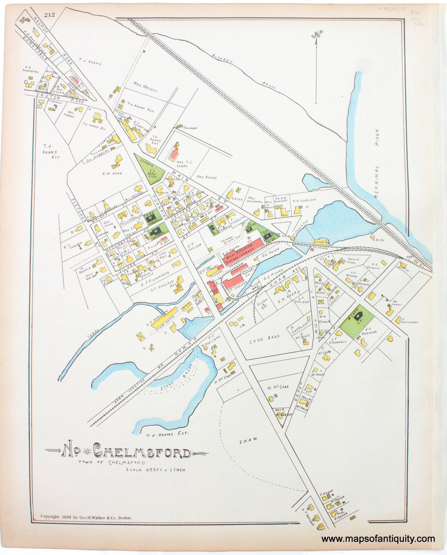 1889 - No. Chelmsford - Antique Map