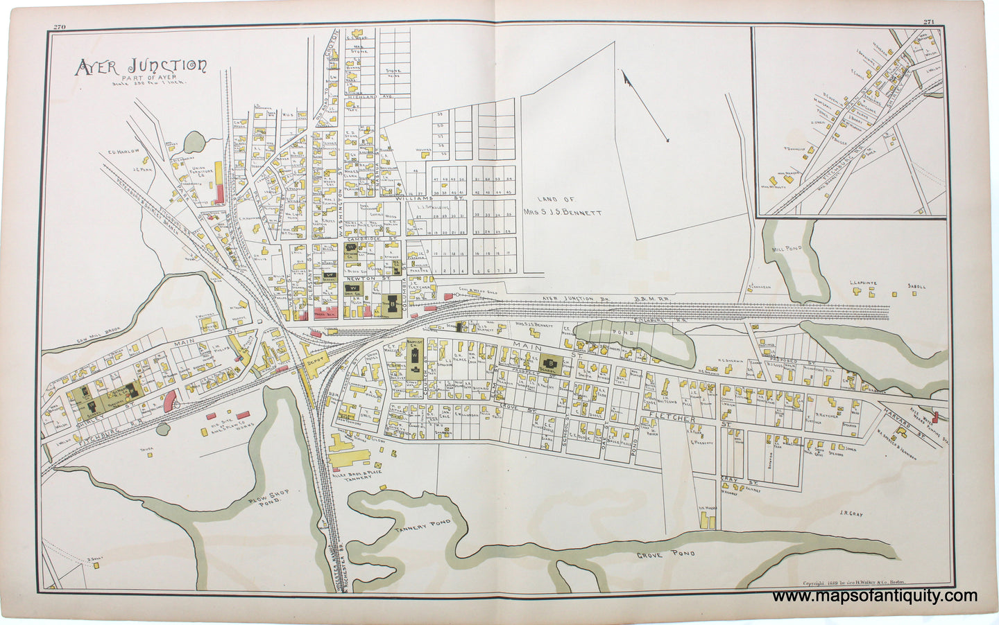 1889 - Ayer/Shirley/Westford (MA) - Antique Map