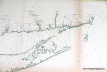 Load image into Gallery viewer, 1873 - Long Island Sound, Sketch B No. 2 Showing the Triangulation &amp; Geographical Positions in Section No. II From New York City to Point Judith - Antique Chart
