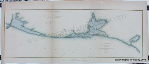 Antique-Map-United-States-U.S.-Coast-Survey-Coastal-Chart-1848-1853-1850s-1800s-19th-Century-Galveston-Bay-Texas-Gulf-of-Mexico-Maps-of-Antiquity