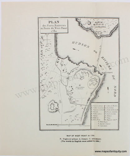 Genuine-Antique-Map-Plan-des-Forts-Batteries-et-Poste-de-West-Point-1780-1904-United-States-Military-Academy-Maps-Of-Antiquity