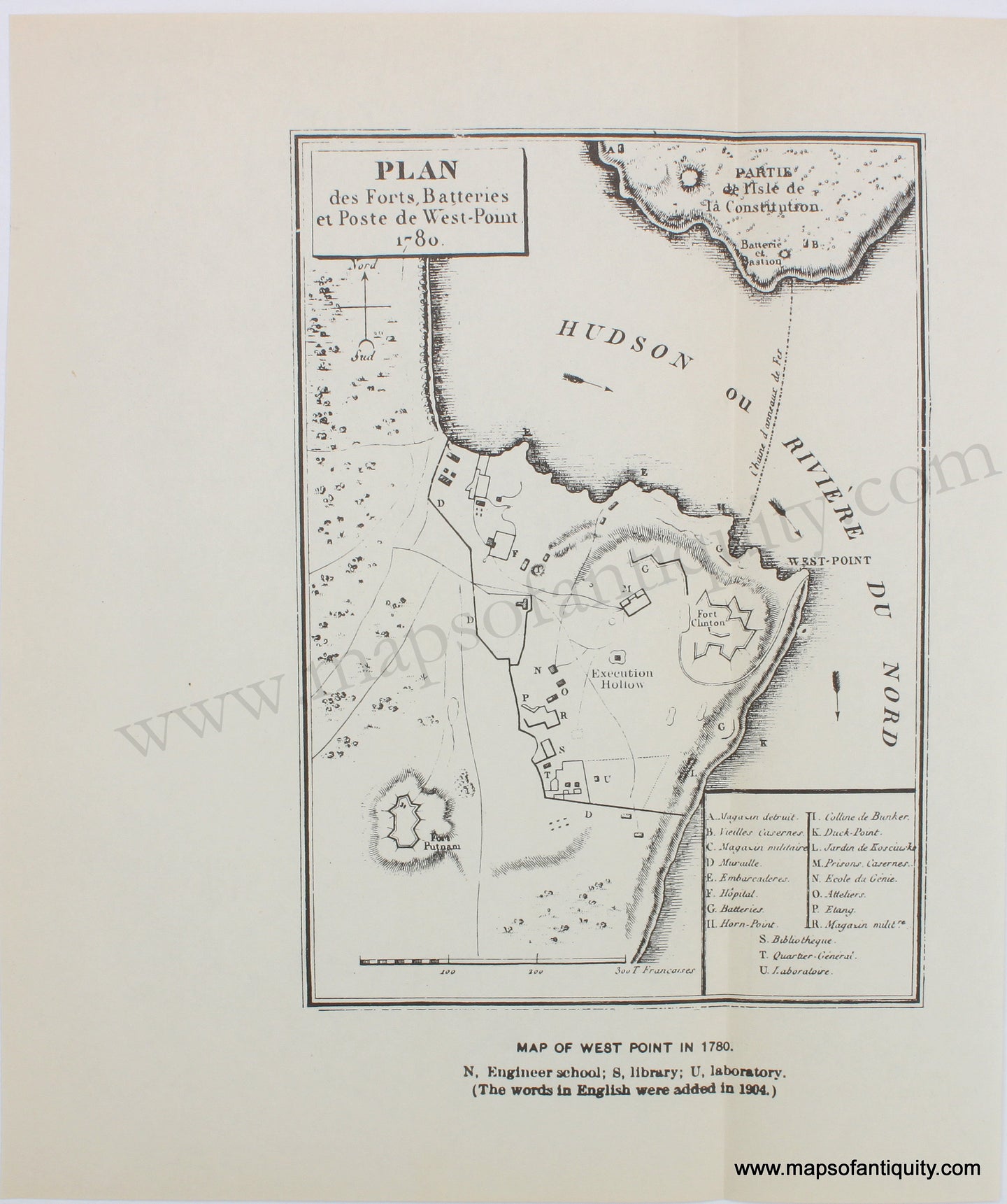 Genuine-Antique-Map-Plan-des-Forts-Batteries-et-Poste-de-West-Point-1780-1904-United-States-Military-Academy-Maps-Of-Antiquity