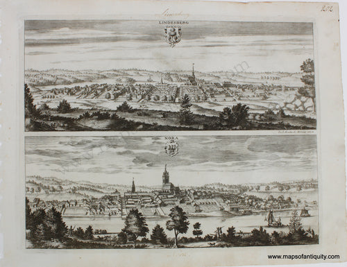 Genuine-Antique-Print-Lindesberg-/-Nora---Sweden-c.-1707-Erik-Dahlbergh-Maps-Of-Antiquity