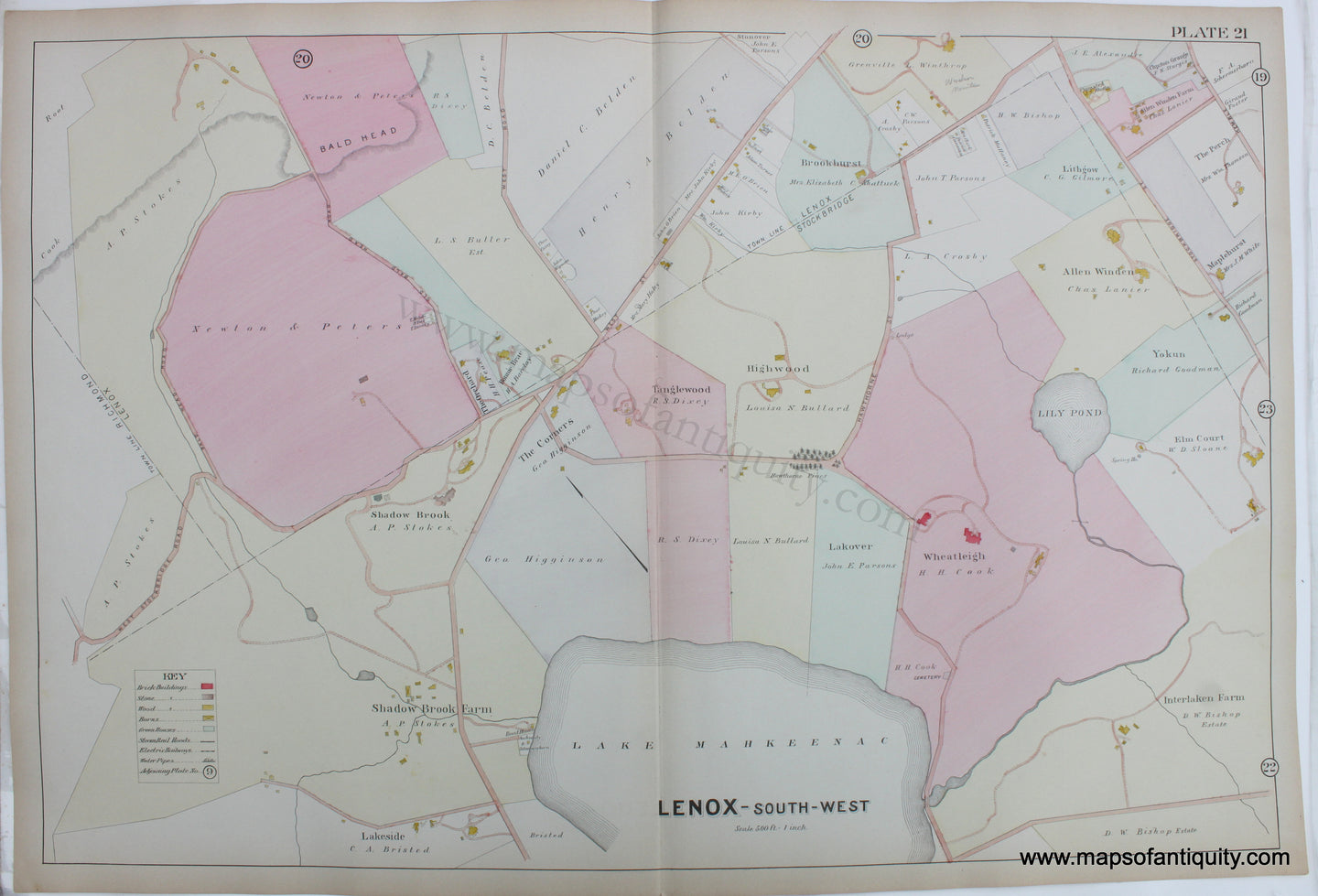 Antique-Map-Berkshire-county-Massachusetts-Lenox-Stockbridge-1904-Barnes-Farnham-1900s-Maps-of-Antiquity