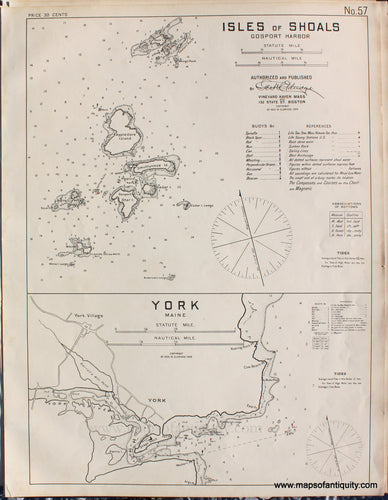 Genuine-Antique-Nautical-Chart-Isles-of-Shoals,-Gosport-Harbor-and-York-Maine-1908-Eldridge-Maps-Of-Antiquity