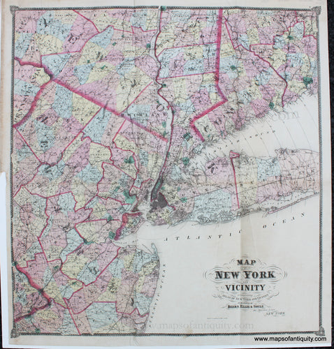 Antique-Hand-Colored-Map-Map-of-New-York-and-Vicinity-United-States-Northeast-1867-Beers-Maps-Of-Antiquity