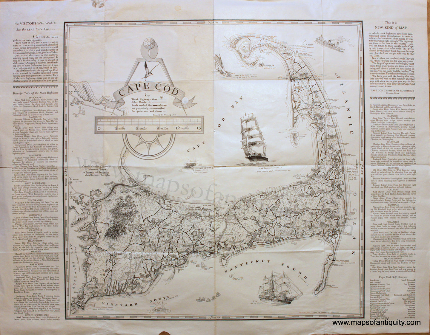 Antique-Map-Cape-Cod-US-Massachusetts-Cape-Cod-and-Islands-1934-Cape-Cod-Chamber-of-Commerce-Maps-Of-Antiquity