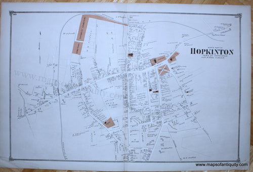 Antique-Hand-Colored-Map-Hopkinton-North-and-South-Woodville-Hayden-Row-(MA)-Middlesex--1875-Beers-Maps-Of-Antiquity