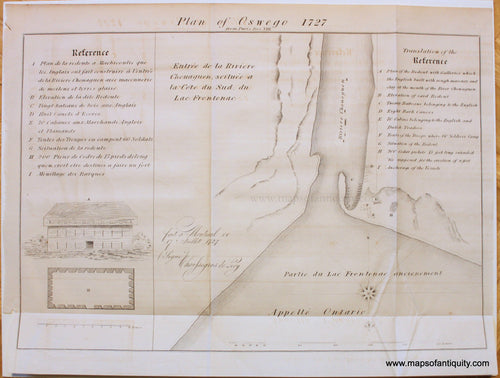 Genuine Antique Print-Plan of Oswego 1727-1850-Pease-Maps-Of-Antiquity