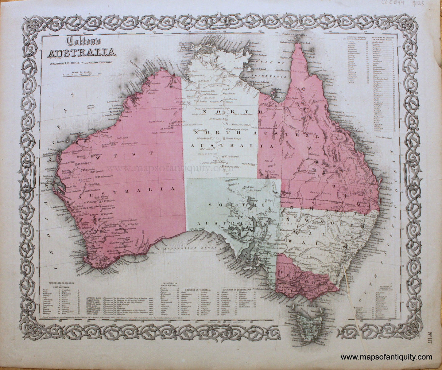 Antique-Hand-Colored-Map-Colton's-Australia-Australia--1855-Colton-Maps-Of-Antiquity