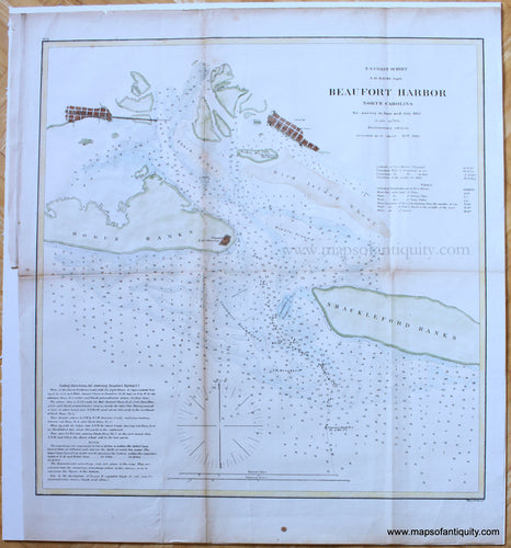 Antique-Coast-Survey-Chart-United-States-Beaufort-Harbor-North-Carolina-1864-USCS-North-Carolina-1800s-19th-century-Maps-of-Antiquity