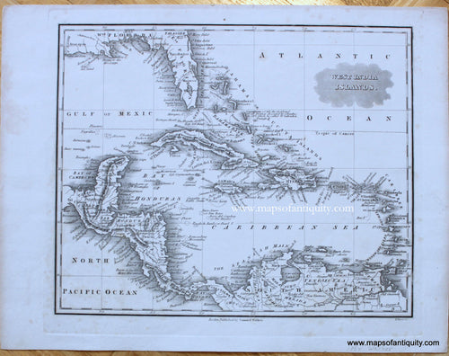 Black-&-White-Engraved-Antique-Map-West-India-Islands.-Caribbean--1834-Walker/Morse-Maps-Of-Antiquity